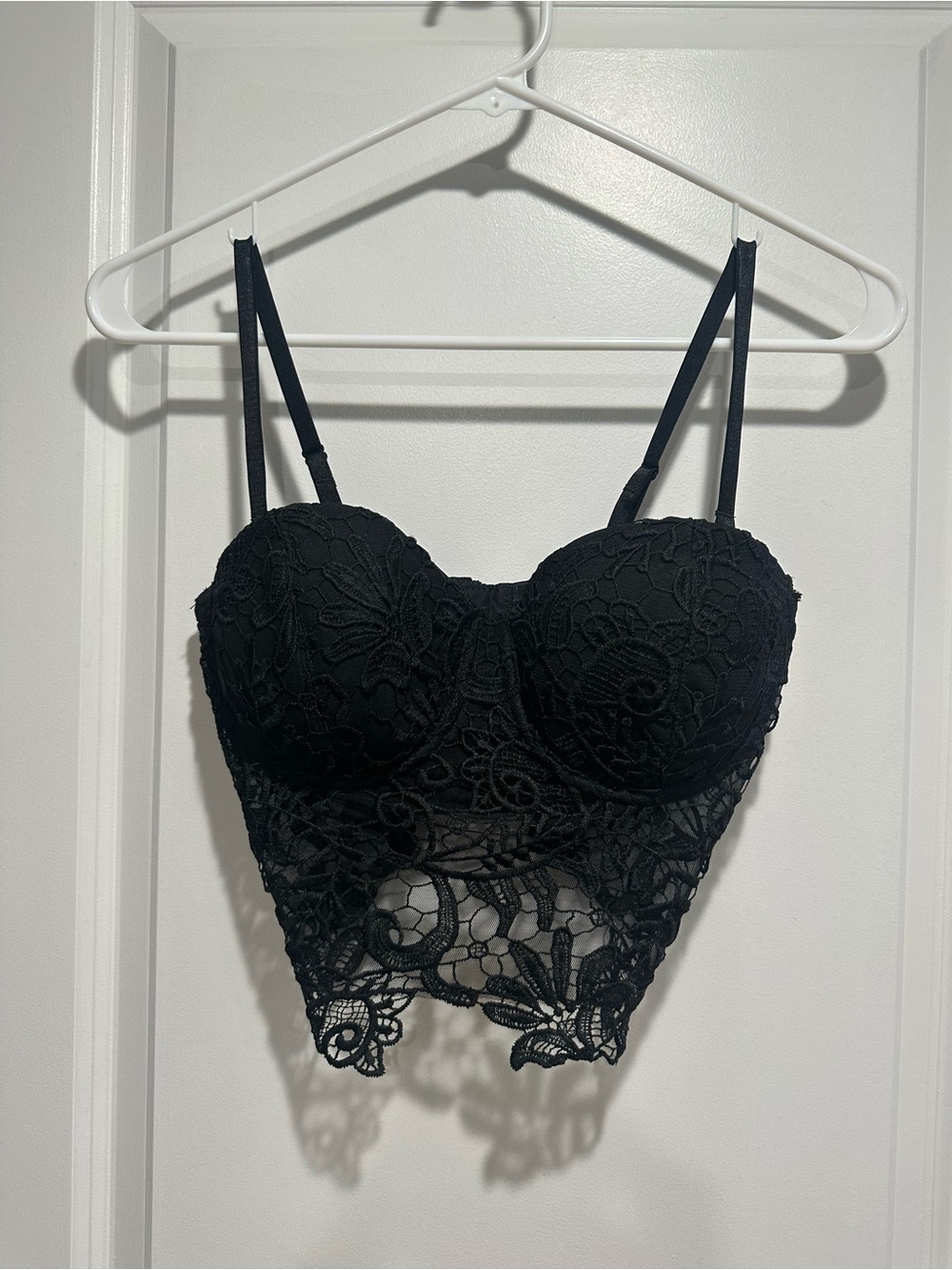 bebe Black Lace Longline Bustier Bra - Picture 2 of 8